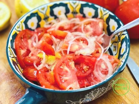 salada de tomate bio tomatensalat bio cebola zwiebel