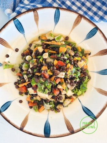 salada de lentilhas beluga com molho de laranja e lima bio beluga-linsensalat mit orangen-limetten-vinaigrette bio