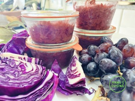 couve-roxa com uvas bio blaukraut mit weintrauben bio